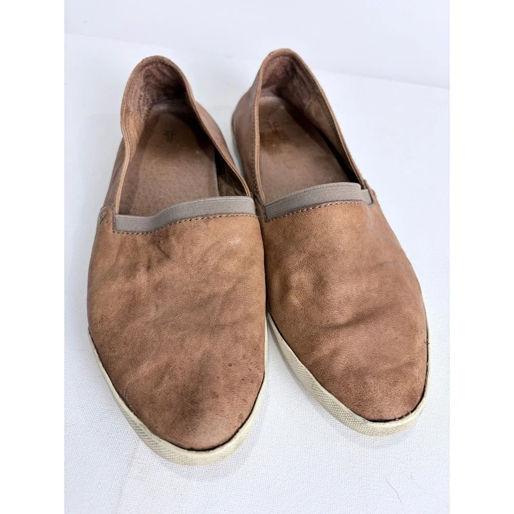 Frye Brown Nubuck Slip-On Flats Minimal Euro Comfort Travel 8M‎